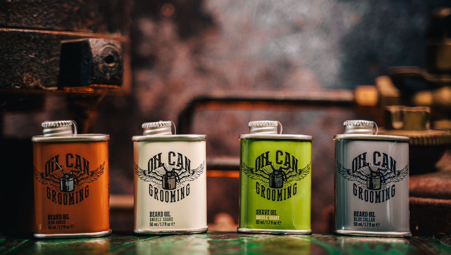 Oil Can Grooming oil can range beard oil and shave oil collection